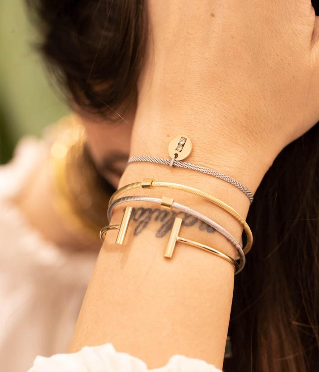 Starck Bangle Bracelet (Gold Steel)