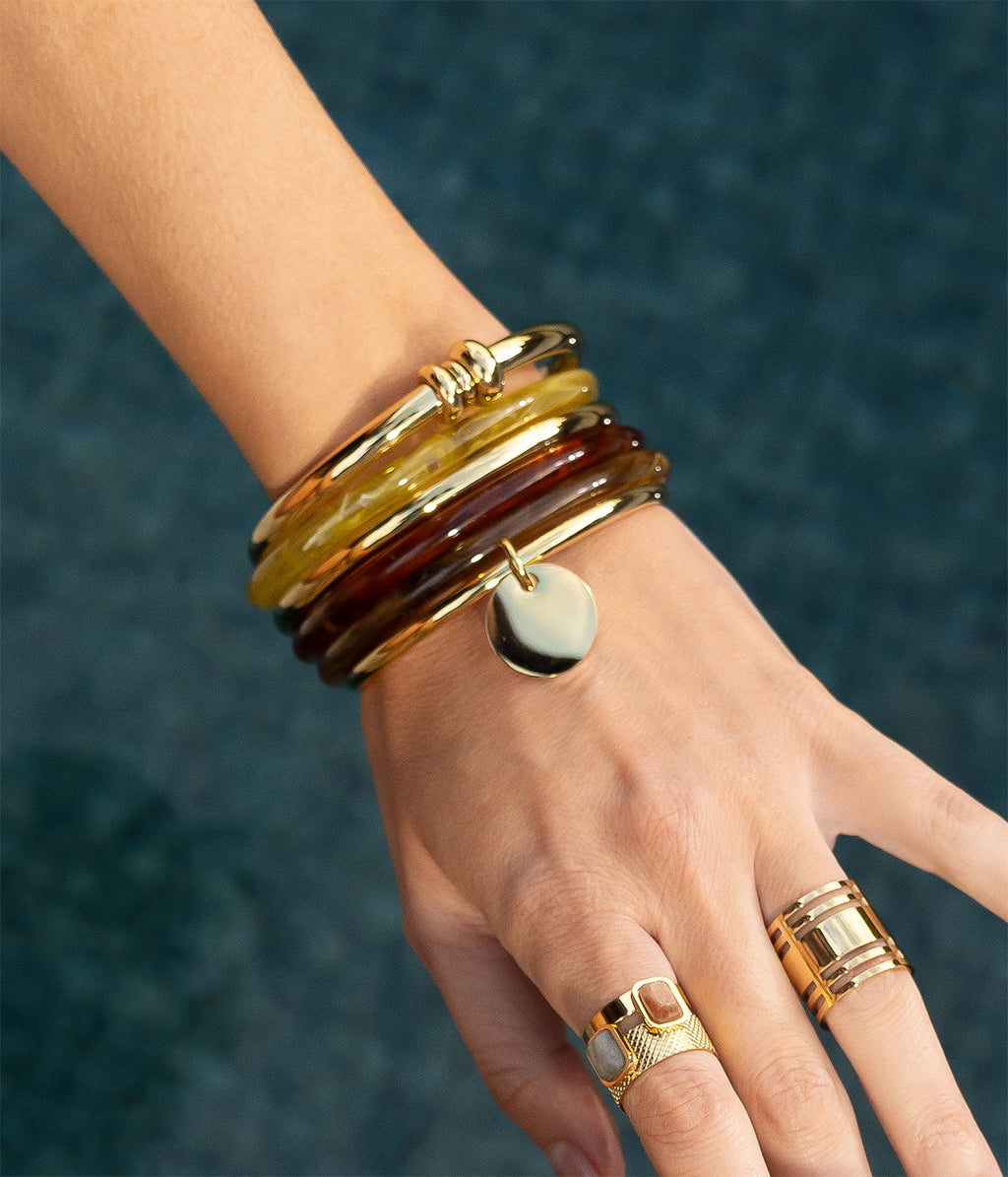 Lacey Bangle Bracelet (Gold Steel)