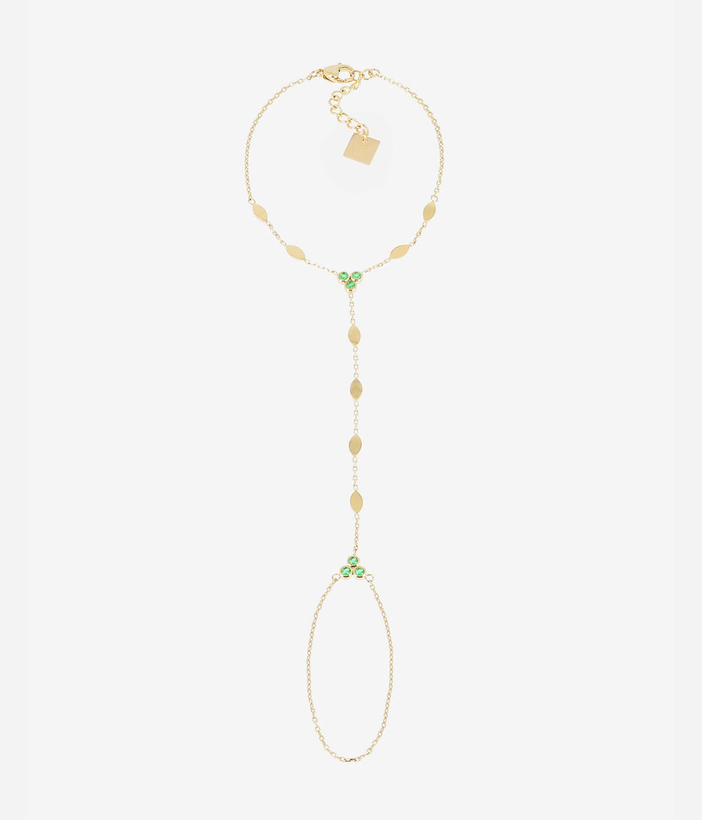 Bijou de main Sahara (Acier doré)-vert