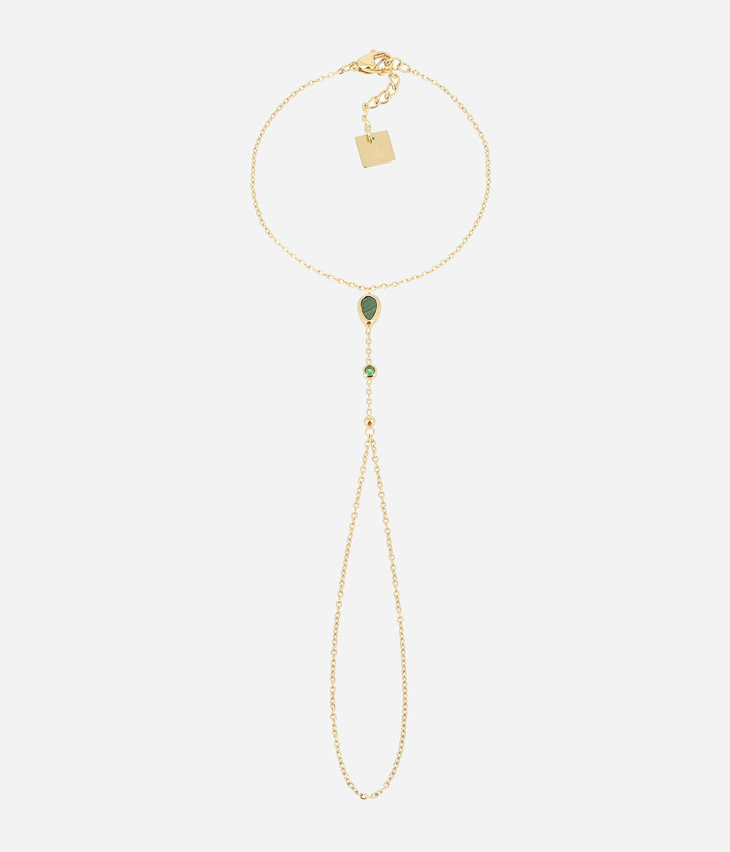 Bijou de main Ogoki (Acier doré)-vert