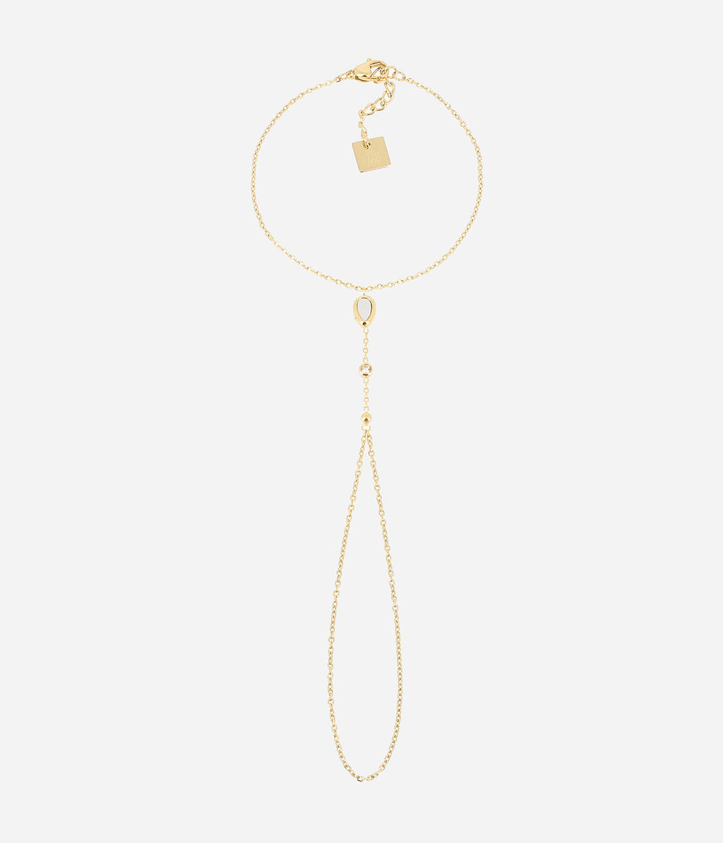 Bijou de main Ogoki (Acier doré)-blanc