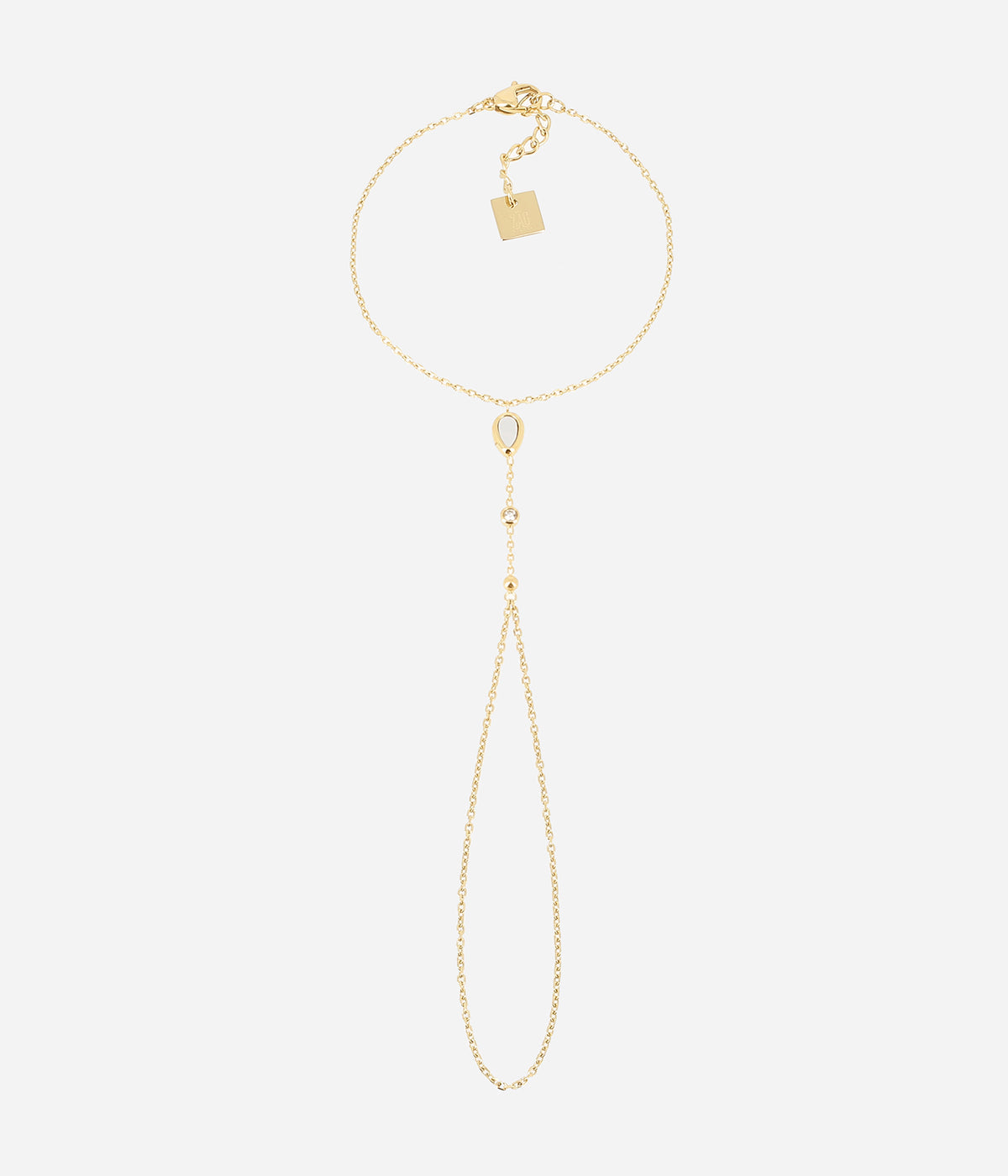 Bijou de main Ogoki (Acier doré)-blanc