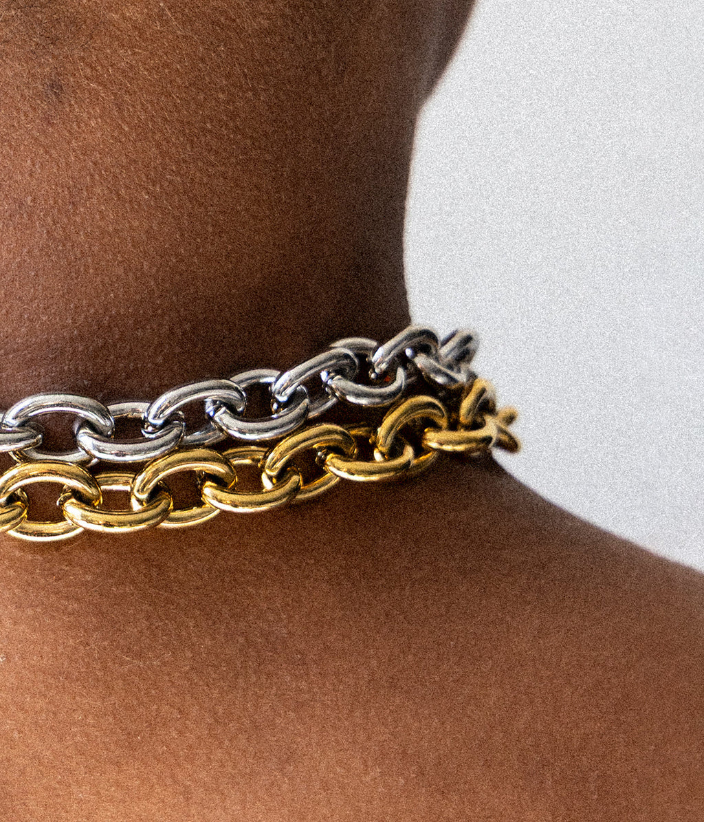 Necklace Ecume (Golden steel)