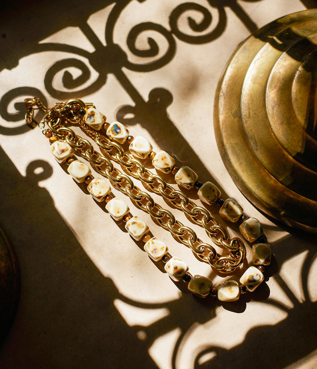 Necklace Ecume (Golden steel)