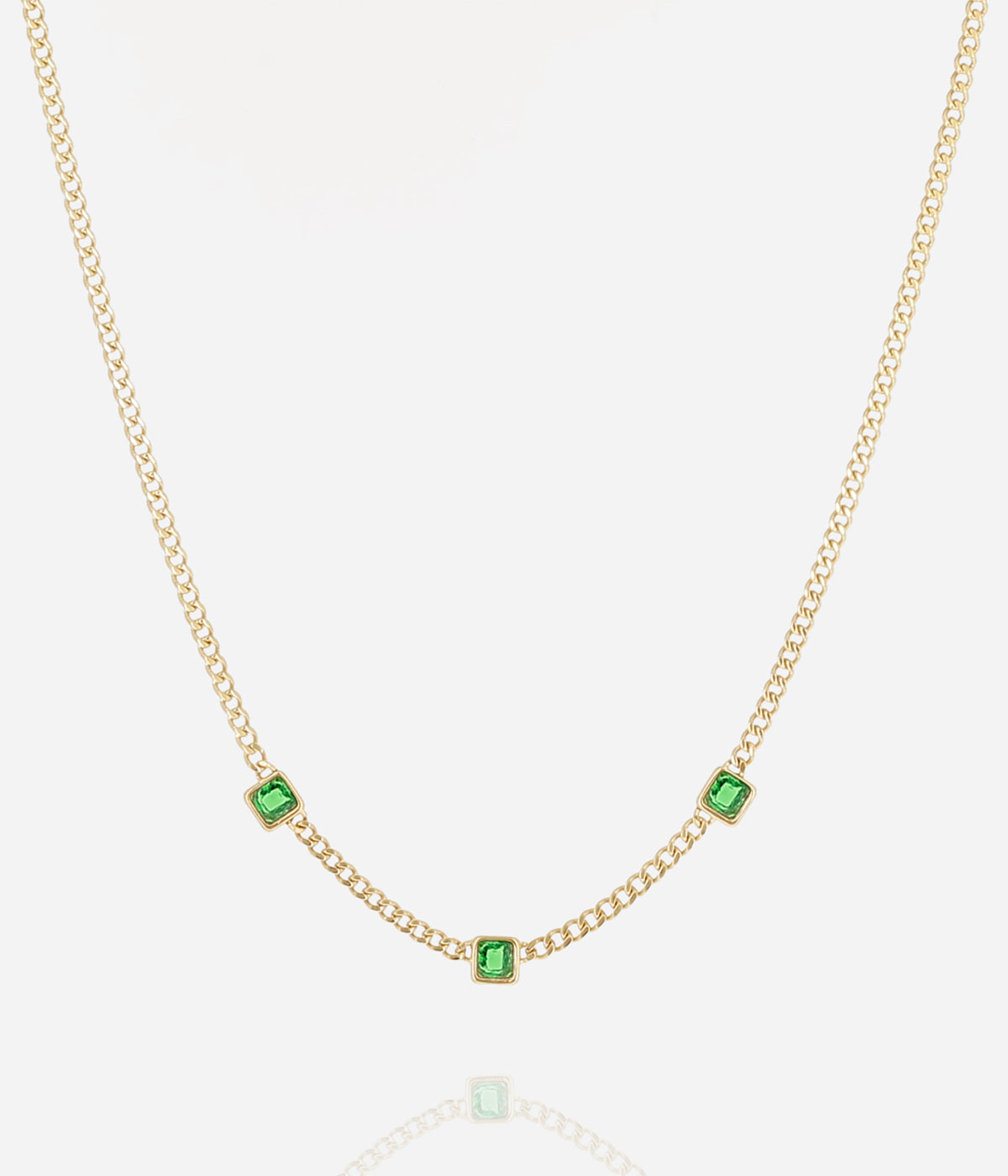 Collier Armel (Acier doré)-vert