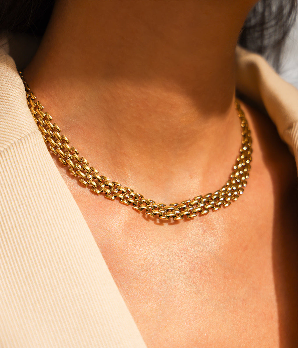 Necklace Verbena (Golden steel)